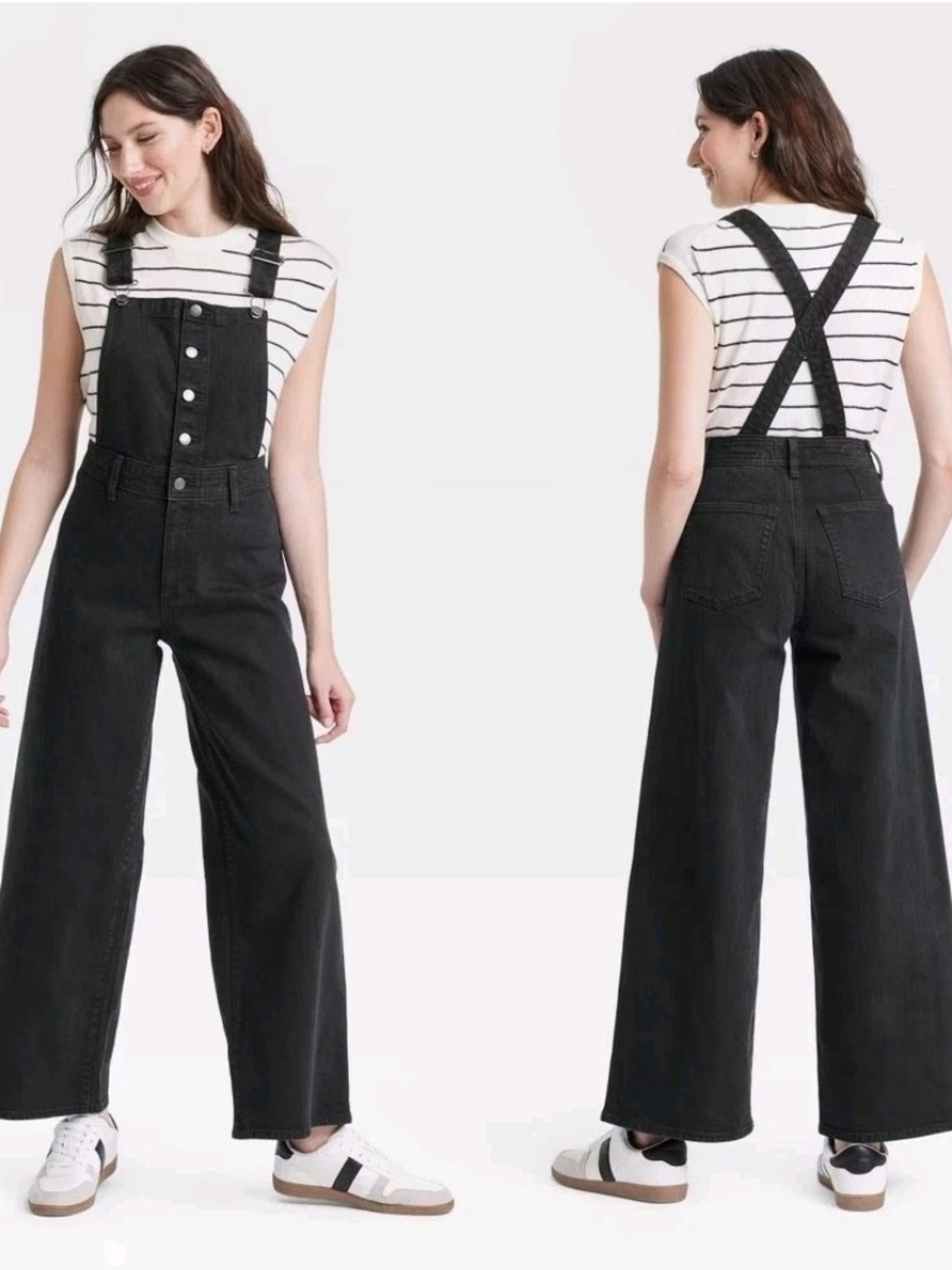 Sailor Overalls Women Size 4 Black Denim Wide Leg Jumpsuit - Picture 10 of 10